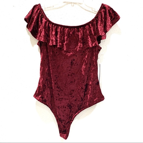 iris Tops - Plus Size Off Shoulder Velvet Bodysuit (NWT)